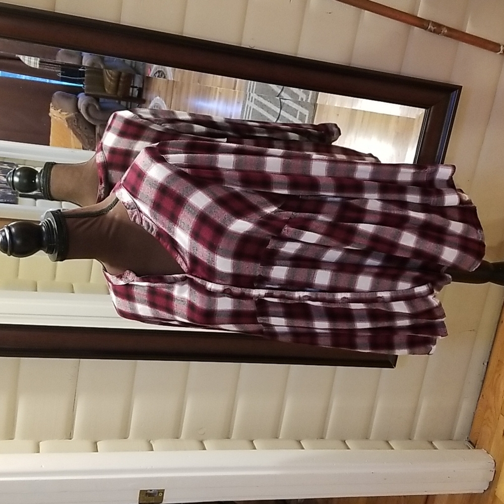 Plaid Blouse Red Black and White